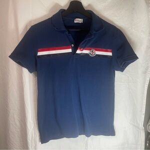 Moncler Navy Polo with Red and White Accents